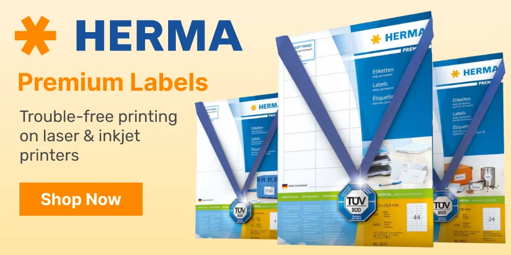 Herma Premium labels. Trouble free printing on laser & inkjet printers.